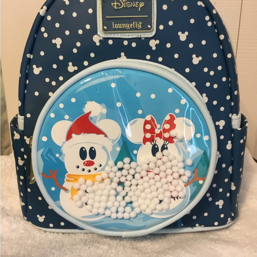 Disney/Loungefly Mickey and Minnie Snowglobe mini backpack